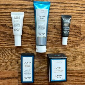 Sunday Riley set of 5 travel-sized skin care products